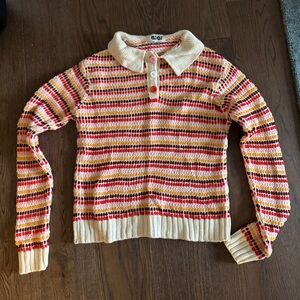 Gigi Knitwear Mismatch Polo Sweater